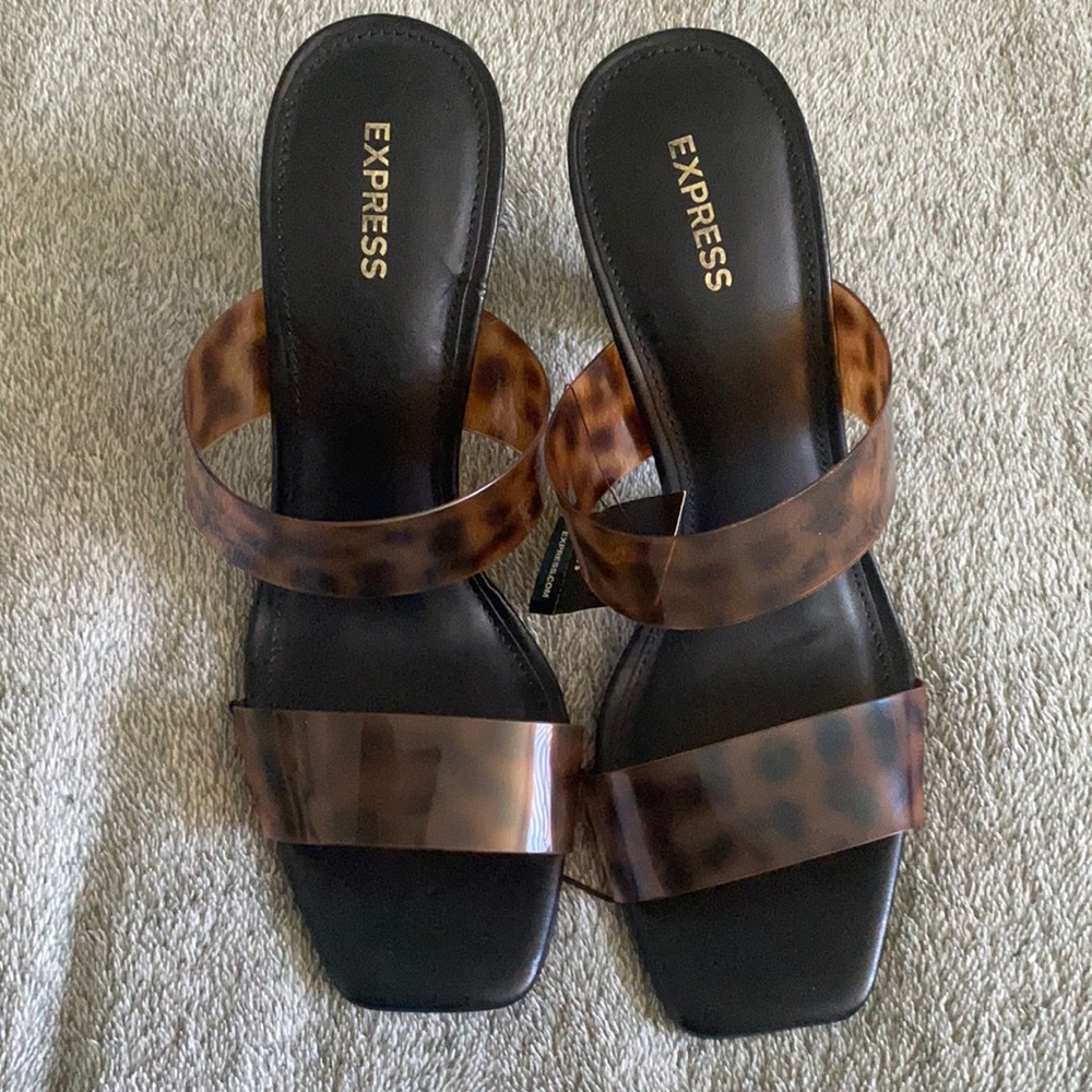 Express Black and Leopard Heel